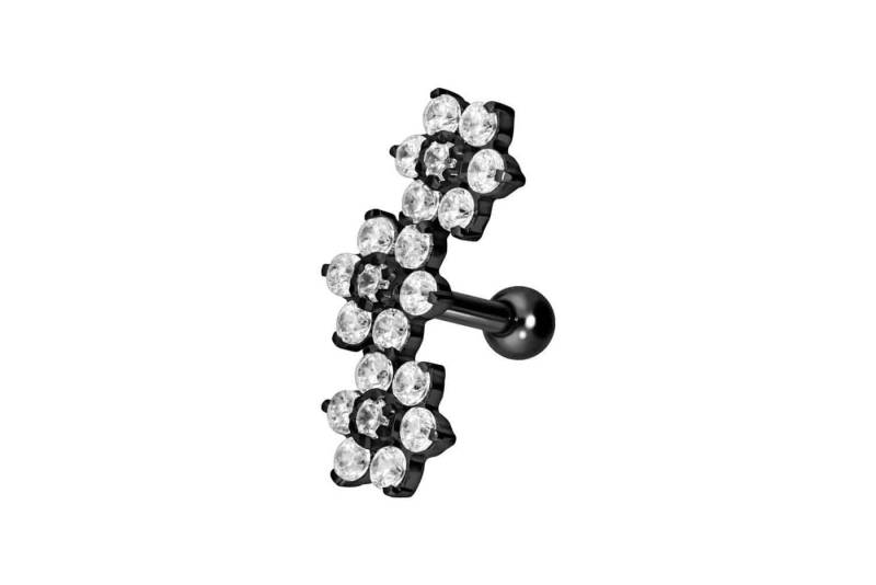 PIERCINGLINE Piercing-Set Titan Ohrpiercing 3 KRISTALLBLUMEN (Mini-Barbells, 1-tlg) von PIERCINGLINE