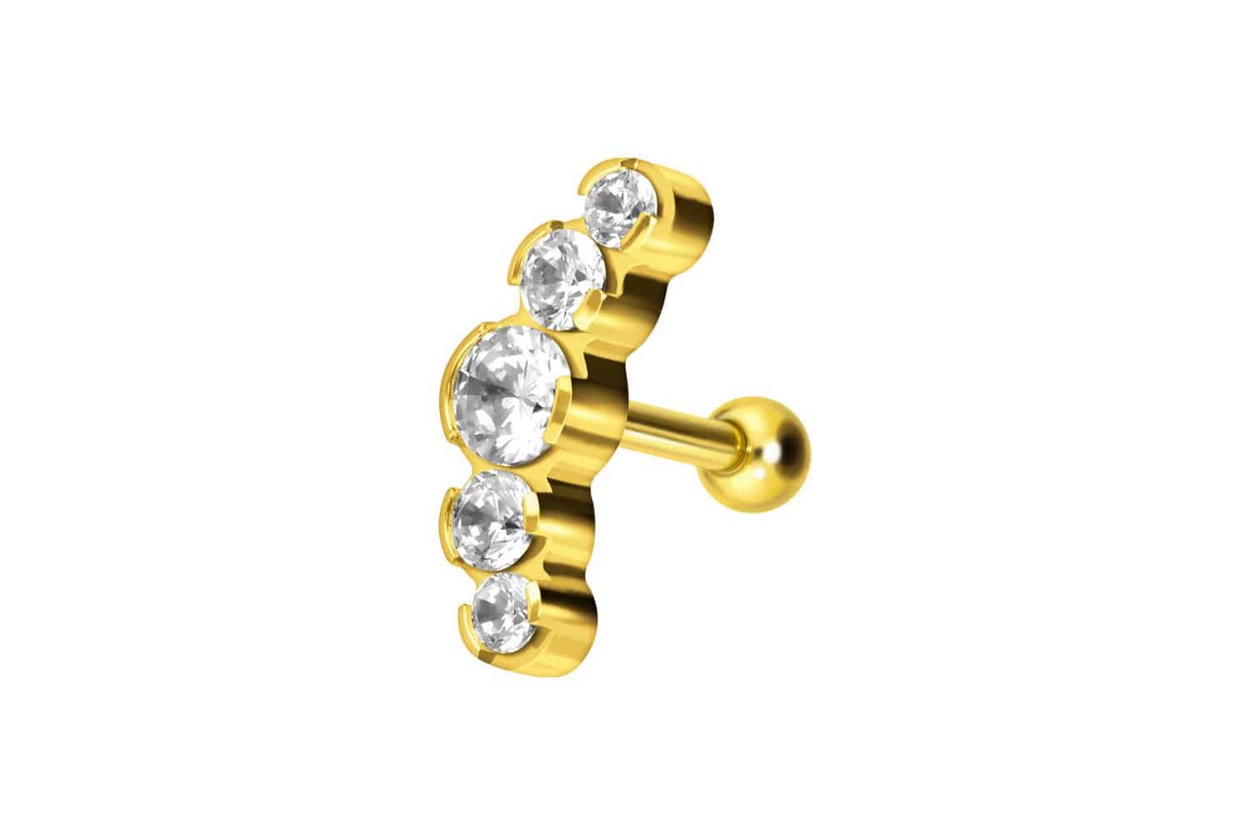 PIERCINGLINE Piercing-Set Titan Ohrpiercing 5 EINGEFASSTE KRISTALLE (Mini-Barbells / 1 Stk) von PIERCINGLINE