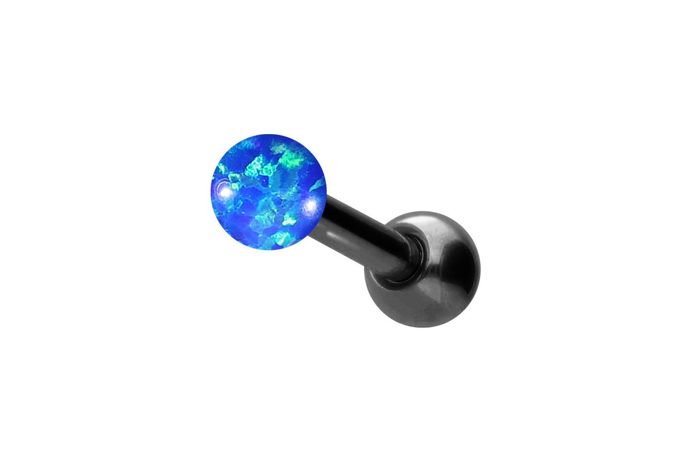 PIERCINGLINE Single-Ohrstecker Titan Ohrpiercing SYNTHETISCHER OPAL (Mini-Barbells / 1 Stk) von PIERCINGLINE