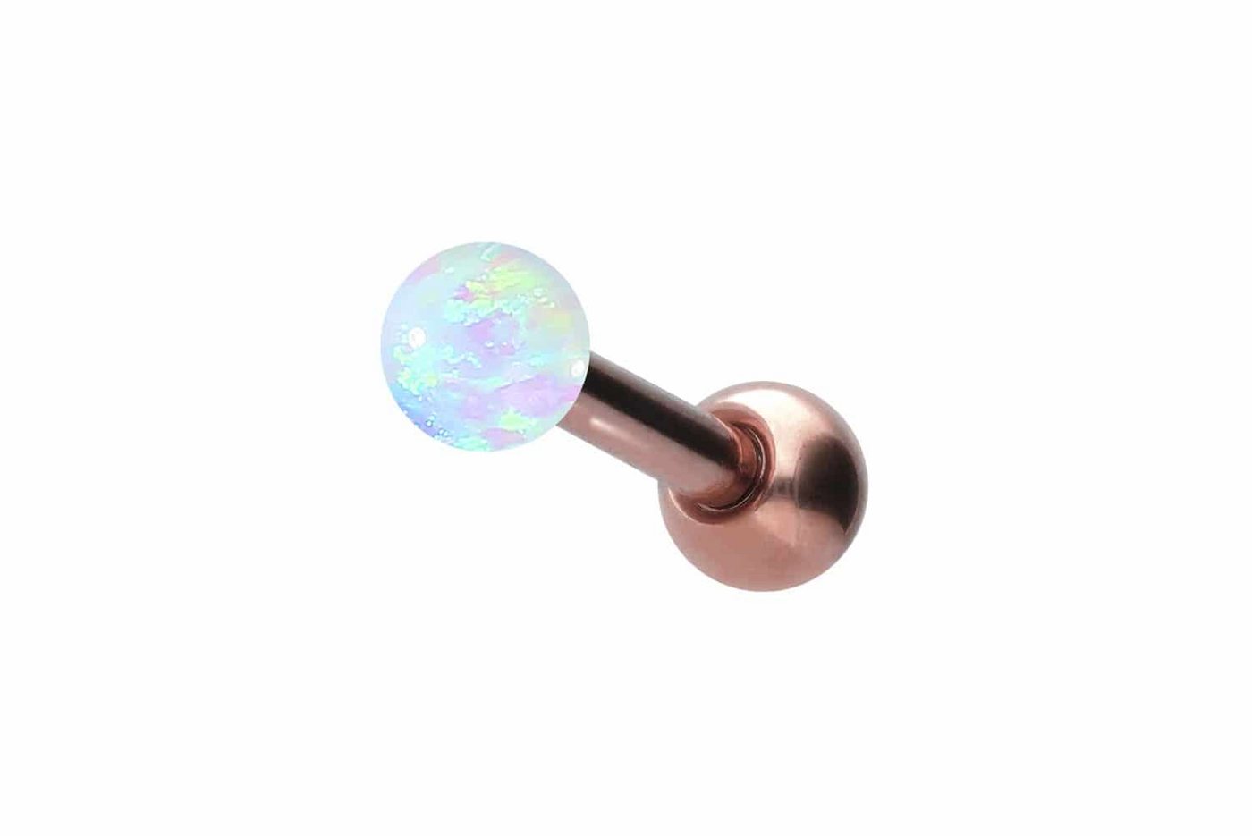 PIERCINGLINE Single-Ohrstecker Titan Ohrpiercing SYNTHETISCHER OPAL (Mini-Barbells / 1 Stk) von PIERCINGLINE