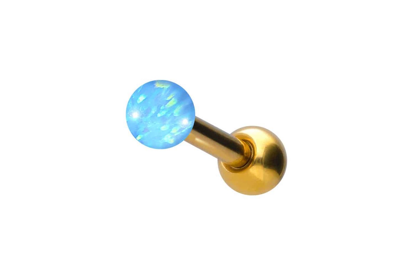 PIERCINGLINE Single-Ohrstecker Titan Ohrpiercing SYNTHETISCHER OPAL (Mini-Barbells / 1 Stk) von PIERCINGLINE