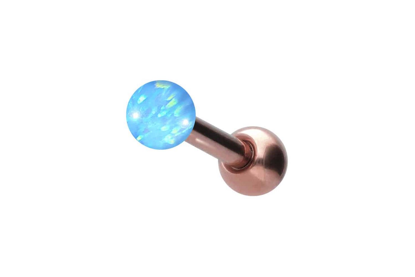 PIERCINGLINE Single-Ohrstecker Titan Ohrpiercing SYNTHETISCHER OPAL (Mini-Barbells / 1 Stk) von PIERCINGLINE