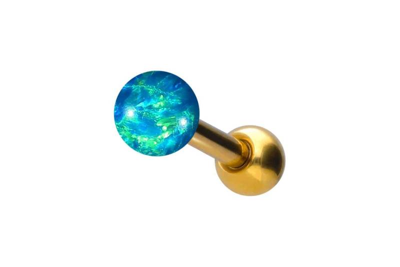 PIERCINGLINE Single-Ohrstecker (Mini-Barbells, Titan Ohrpiercing SYNTHETISCHER OPAL) von PIERCINGLINE