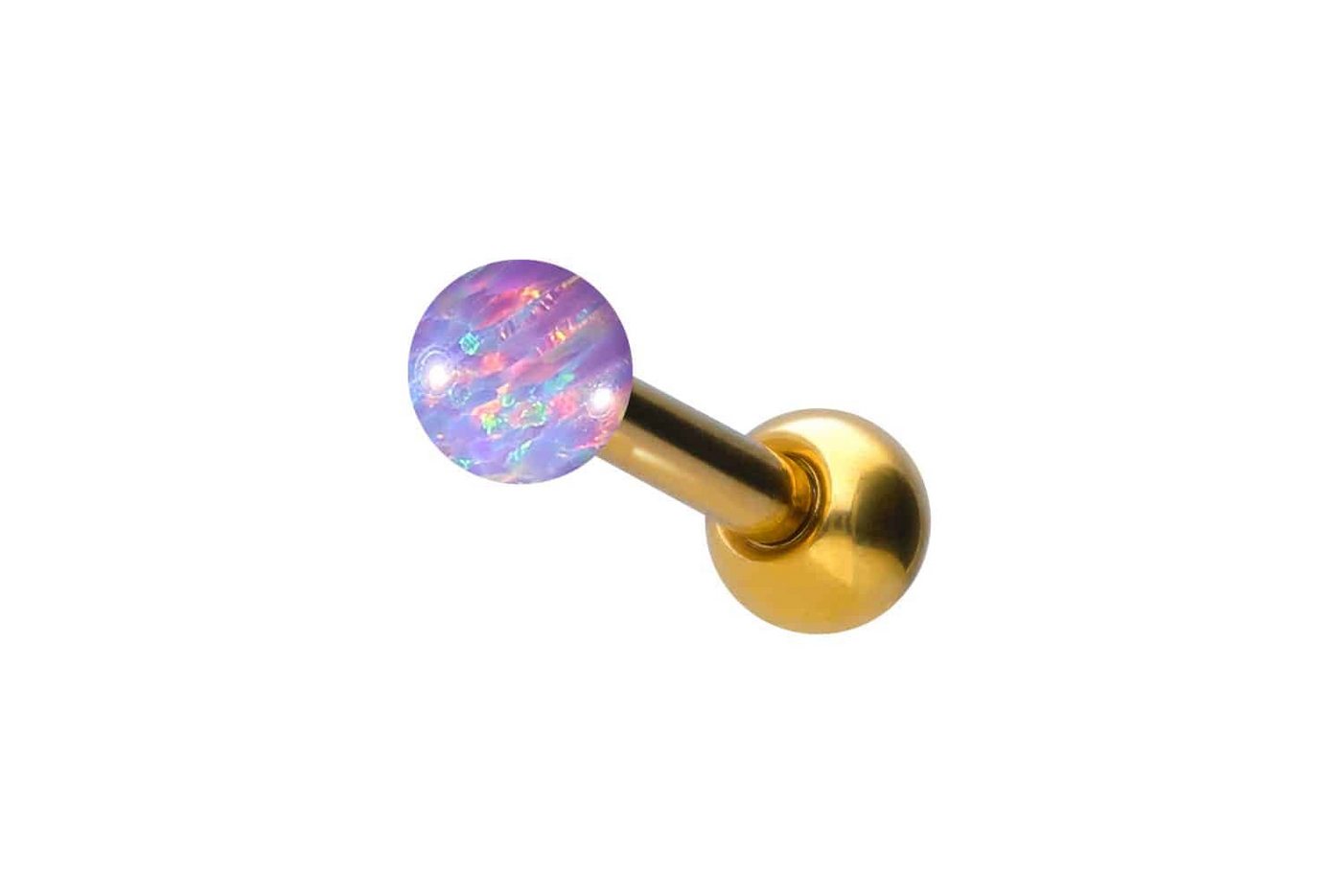 PIERCINGLINE Single-Ohrstecker Titan Ohrpiercing SYNTHETISCHER OPAL (Mini-Barbells / 1 Stk) von PIERCINGLINE