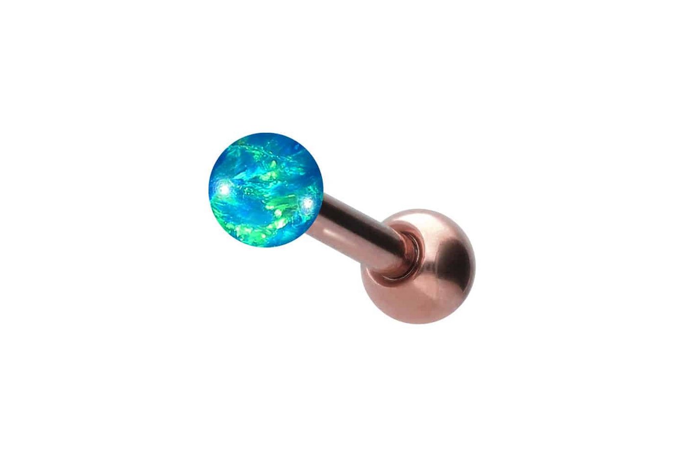 PIERCINGLINE Single-Ohrstecker Titan Ohrpiercing SYNTHETISCHER OPAL (Mini-Barbells / 1 Stk) von PIERCINGLINE