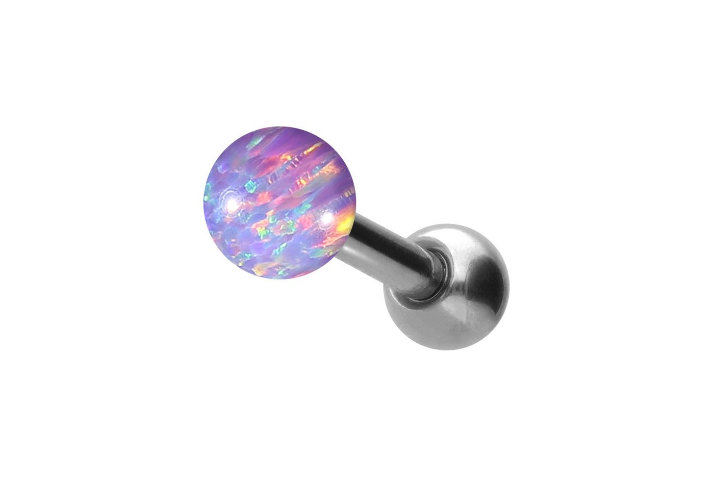PIERCINGLINE Single-Ohrstecker (Mini-Barbells, Titan Ohrpiercing SYNTHETISCHER OPAL) von PIERCINGLINE
