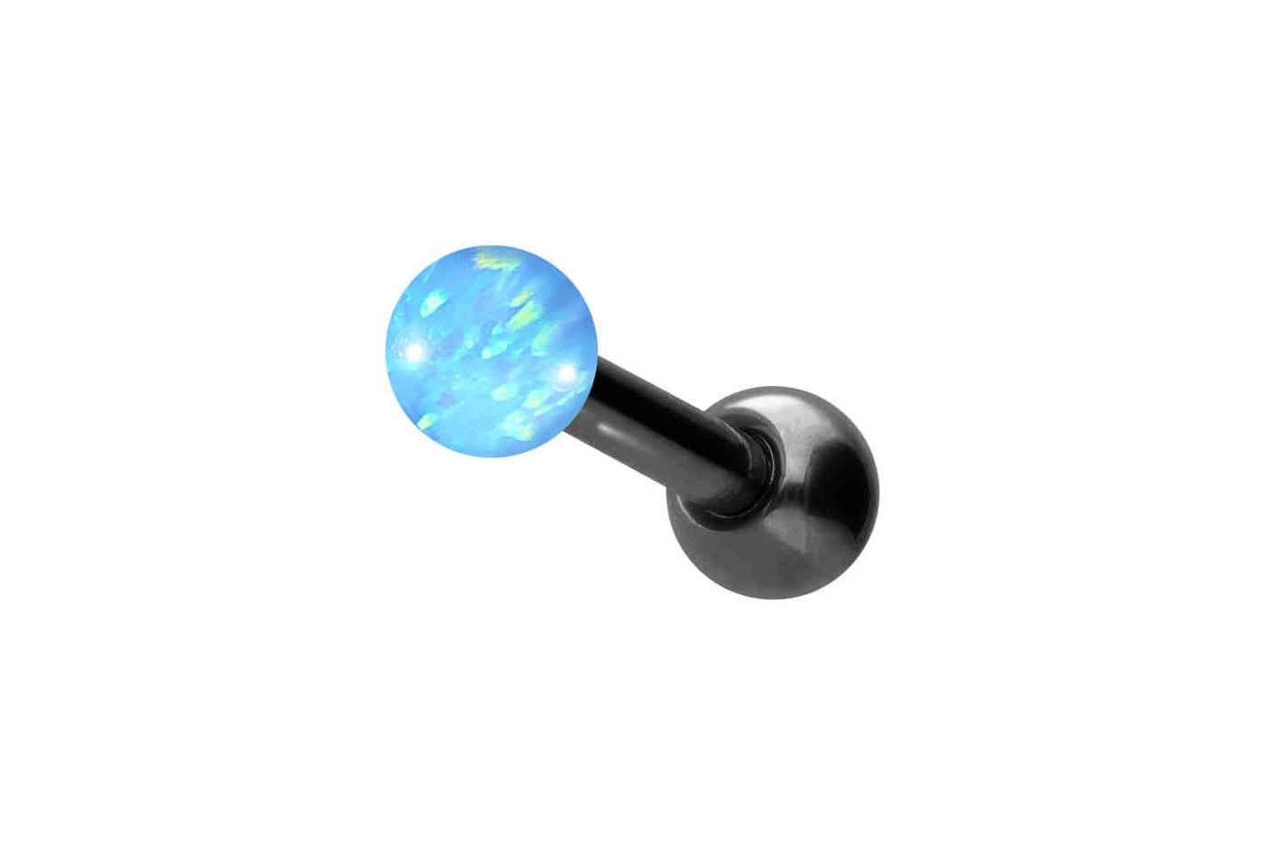 PIERCINGLINE Single-Ohrstecker Titan Ohrpiercing SYNTHETISCHER OPAL (Mini-Barbells / 1 Stk) von PIERCINGLINE