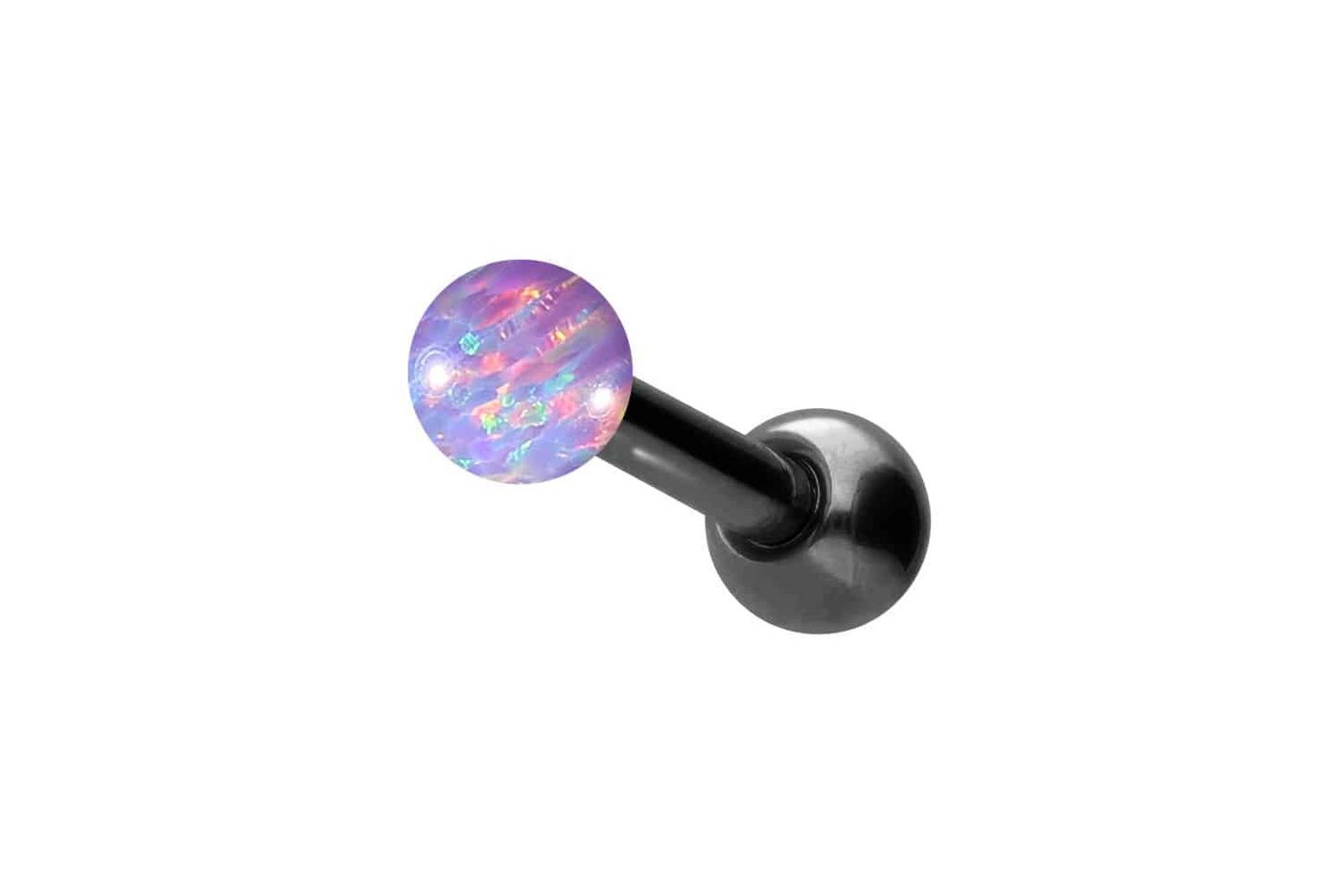 PIERCINGLINE Single-Ohrstecker Titan Ohrpiercing SYNTHETISCHER OPAL (Mini-Barbells / 1 Stk) von PIERCINGLINE