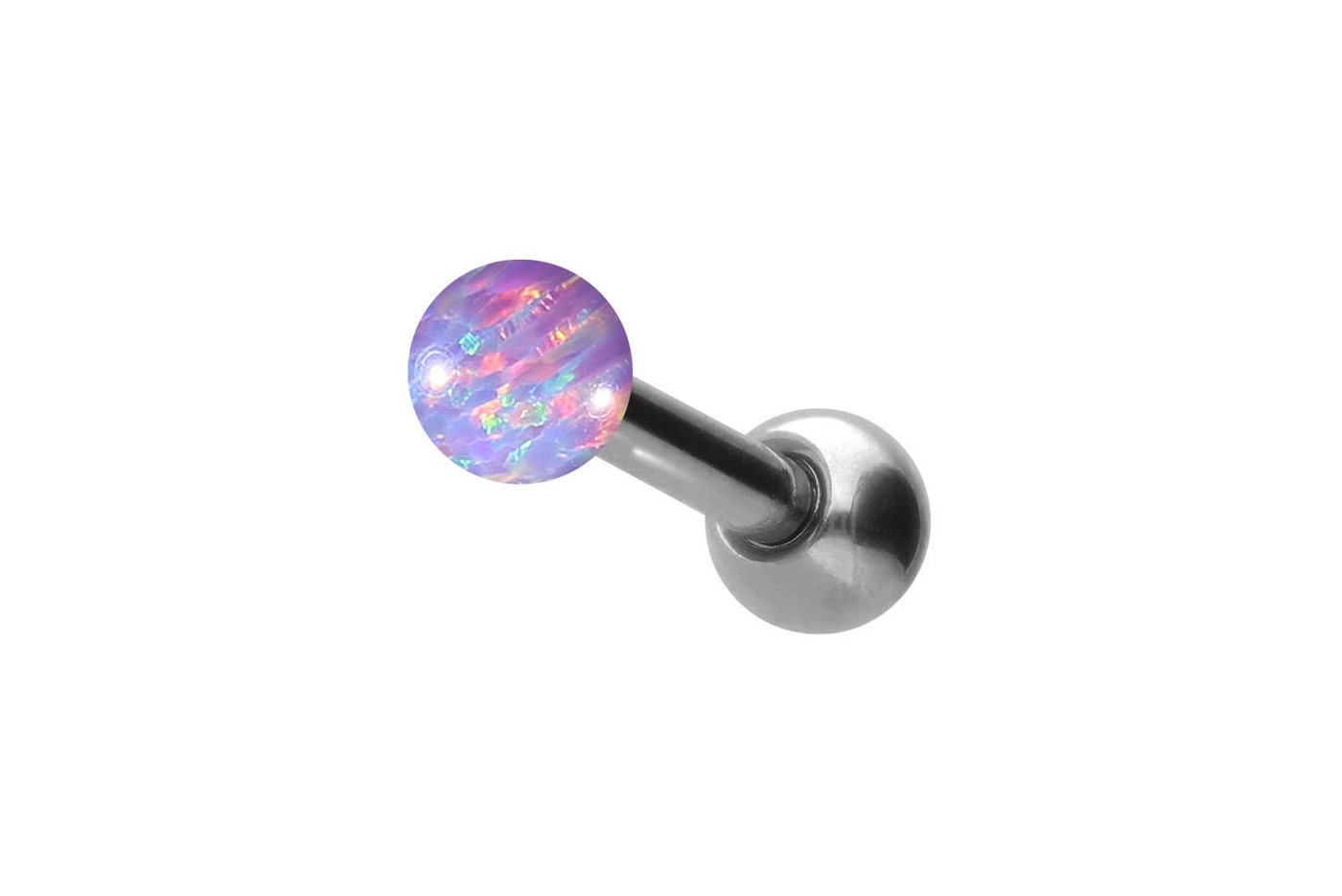 PIERCINGLINE Single-Ohrstecker Titan Ohrpiercing SYNTHETISCHER OPAL (Mini-Barbells / 1 Stk) von PIERCINGLINE