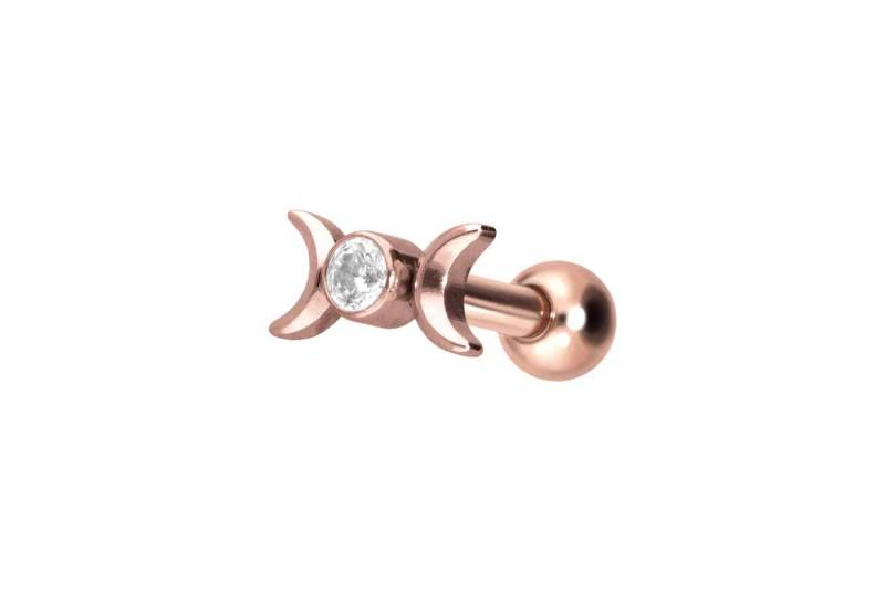 PIERCINGLINE Piercing-Set Titan Ohrpiercing mit Innengewinde 2 MONDE + KRISTALL (Mini-Barbells / 1 Stk) von PIERCINGLINE