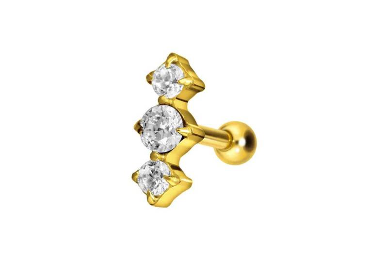 PIERCINGLINE Piercing-Set Titan Ohrpiercing mit Innengewinde 3 EINGEFASSTE KRISTALLE (Mini-Barbells / 1 Stk) von PIERCINGLINE