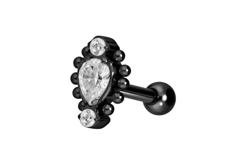 PIERCINGLINE Single-Ohrstecker Titan Ohrpiercing mit Innengewinde 3 EINGEFASSTE KRISTALLE + KUGELN (Mini-Barbells / 1 Stk) von PIERCINGLINE