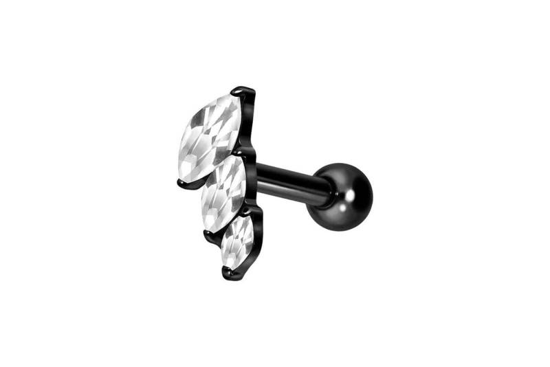 PIERCINGLINE Single-Ohrstecker Titan Ohrpiercing mit Innengewinde 3 EINGEFASSTE KRISTALLTROPFEN (Mini-Barbells / 1 Stk) von PIERCINGLINE
