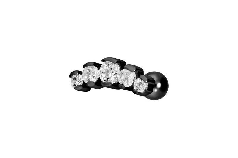 PIERCINGLINE Piercing-Set Titan Ohrpiercing mit Innengewinde 5 EINGEFASSTE KRISTALLE (Mini-Barbells, 1-tlg) von PIERCINGLINE