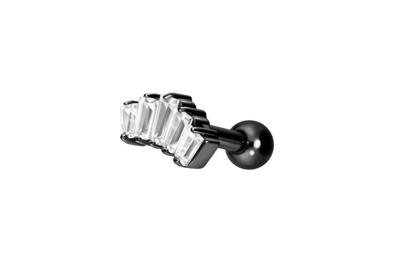 PIERCINGLINE Piercing-Set Titan Ohrpiercing mit Innengewinde 5 EINGEFASSTE KRISTALLRECHTECKE (Mini-Barbells, 1-tlg) von PIERCINGLINE