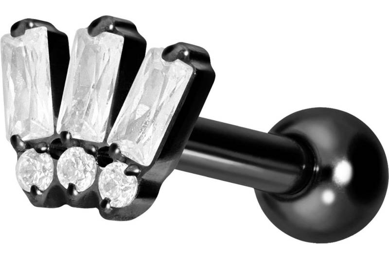 PIERCINGLINE Single-Ohrstecker Titan Ohrpiercing mit Innengewinde 6 EINGEFASSTE KRISTALLE (Mini-Barbells / 1 Stk) von PIERCINGLINE