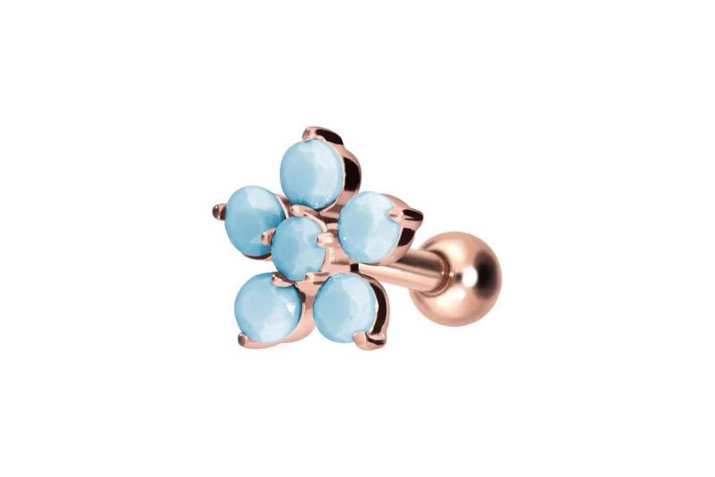 PIERCINGLINE Single-Ohrstecker Titan Ohrpiercing mit Innengewinde BLUME + SYNTHETISCHE TÜRKISE (Mini-Barbells / 1 Stk) von PIERCINGLINE