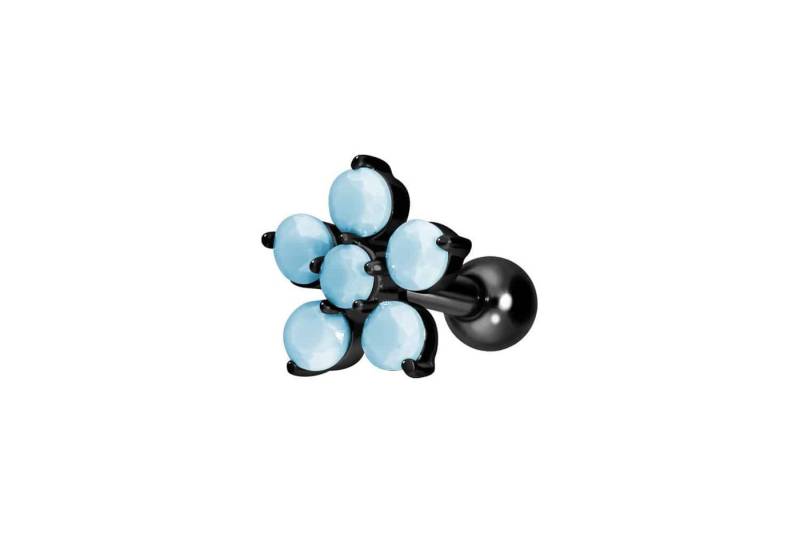 PIERCINGLINE Single-Ohrstecker Titan Ohrpiercing mit Innengewinde BLUME + SYNTHETISCHE TÜRKISE (Mini-Barbells / 1 Stk) von PIERCINGLINE