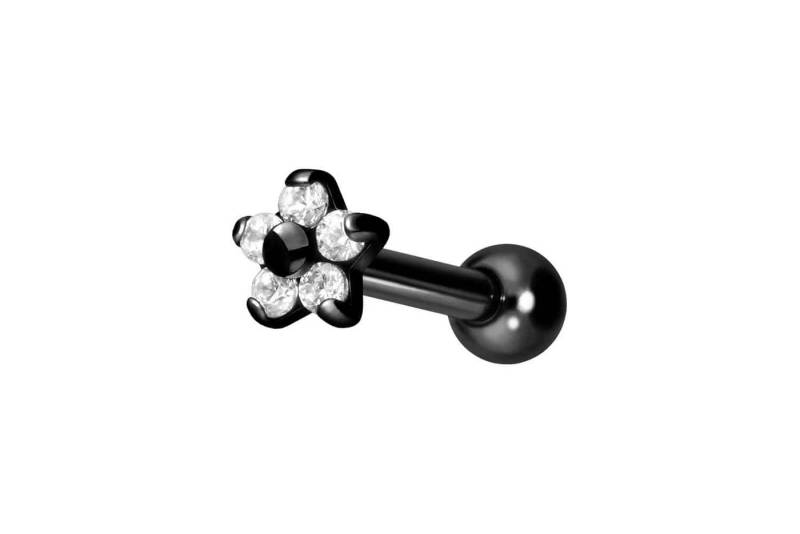 PIERCINGLINE Single-Ohrstecker Titan Ohrpiercing mit Innengewinde BLUME MIT 5 KRISTALLEN (Mini-Barbells / 1 Stk) von PIERCINGLINE