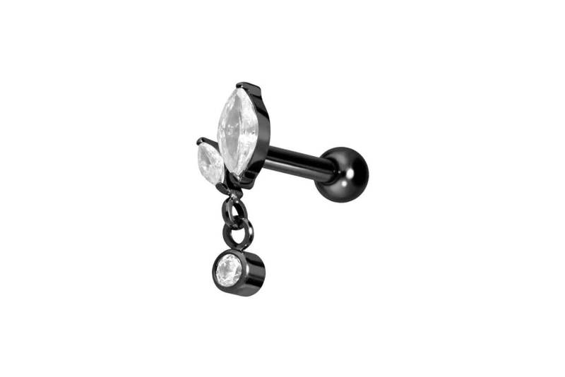 PIERCINGLINE Single-Ohrstecker Titan Ohrpiercing mit Innengewinde KNOSPE + KRISTALL (Mini-Barbells / 1 Stk) von PIERCINGLINE