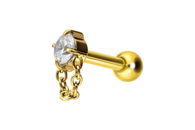 PIERCINGLINE Piercing-Set Titan Ohrpiercing mit Innengewinde KRISTALL + KETTE (Mini-Barbells, 1-tlg) von PIERCINGLINE