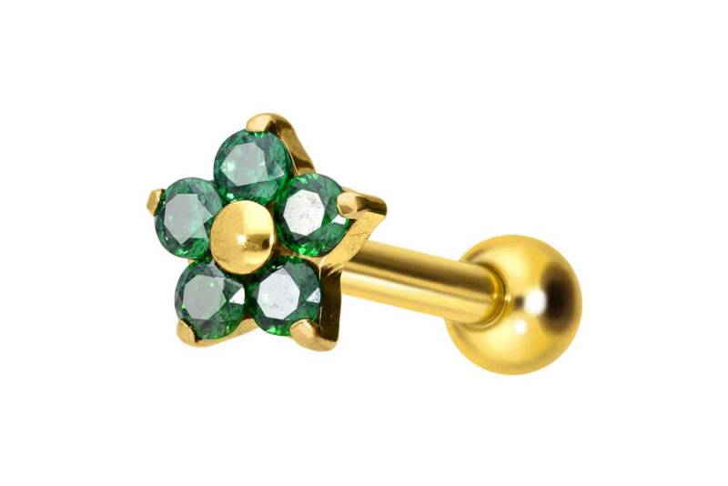 PIERCINGLINE Piercing-Set Titan Ohrpiercing mit Innengewinde KRISTALLBLUME (Mini-Barbells, 1-tlg) von PIERCINGLINE