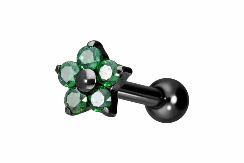 PIERCINGLINE Piercing-Set Titan Ohrpiercing mit Innengewinde KRISTALLBLUME (Mini-Barbells, 1-tlg) von PIERCINGLINE