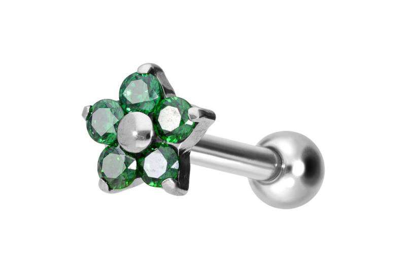 PIERCINGLINE Piercing-Set Titan Ohrpiercing mit Innengewinde KRISTALLBLUME (Mini-Barbells, 1-tlg) von PIERCINGLINE