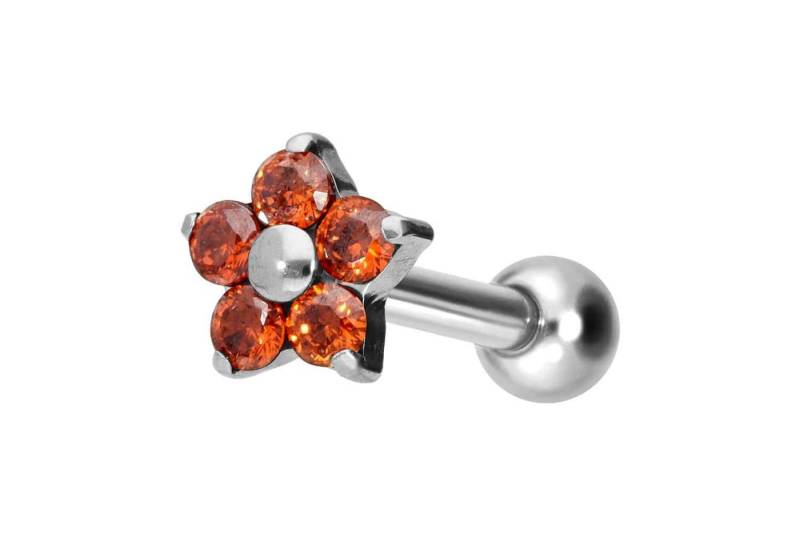 PIERCINGLINE Piercing-Set Titan Ohrpiercing mit Innengewinde KRISTALLBLUME (Mini-Barbells / 1 Stk) von PIERCINGLINE