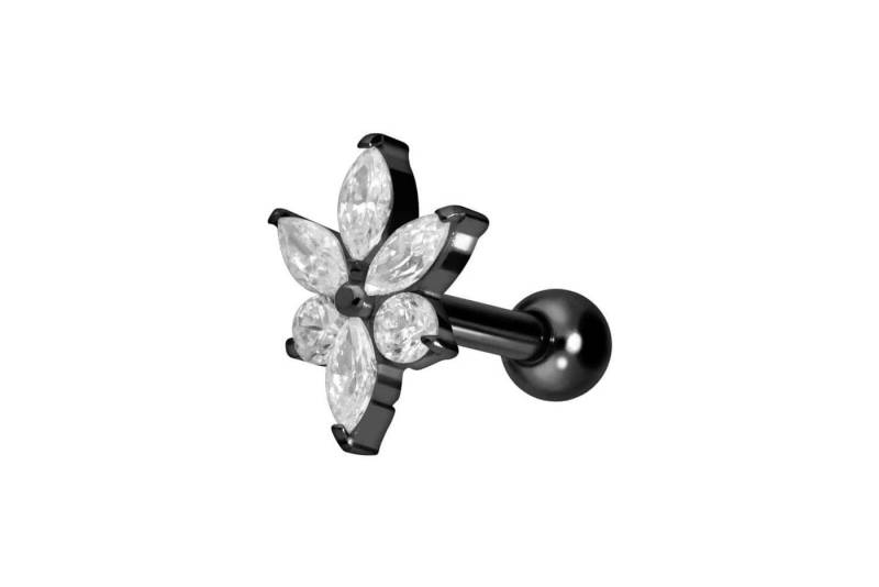 PIERCINGLINE Piercing-Set Titan Ohrpiercing mit Innengewinde KRISTALLBLUME (Mini-Barbells, 1-tlg) von PIERCINGLINE
