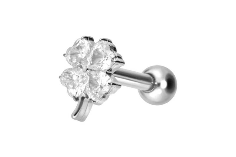 PIERCINGLINE Single-Ohrstecker Titan Ohrpiercing mit Innengewinde KRISTALLKLEEBLATT (Mini-Barbells / 1 Stk) von PIERCINGLINE