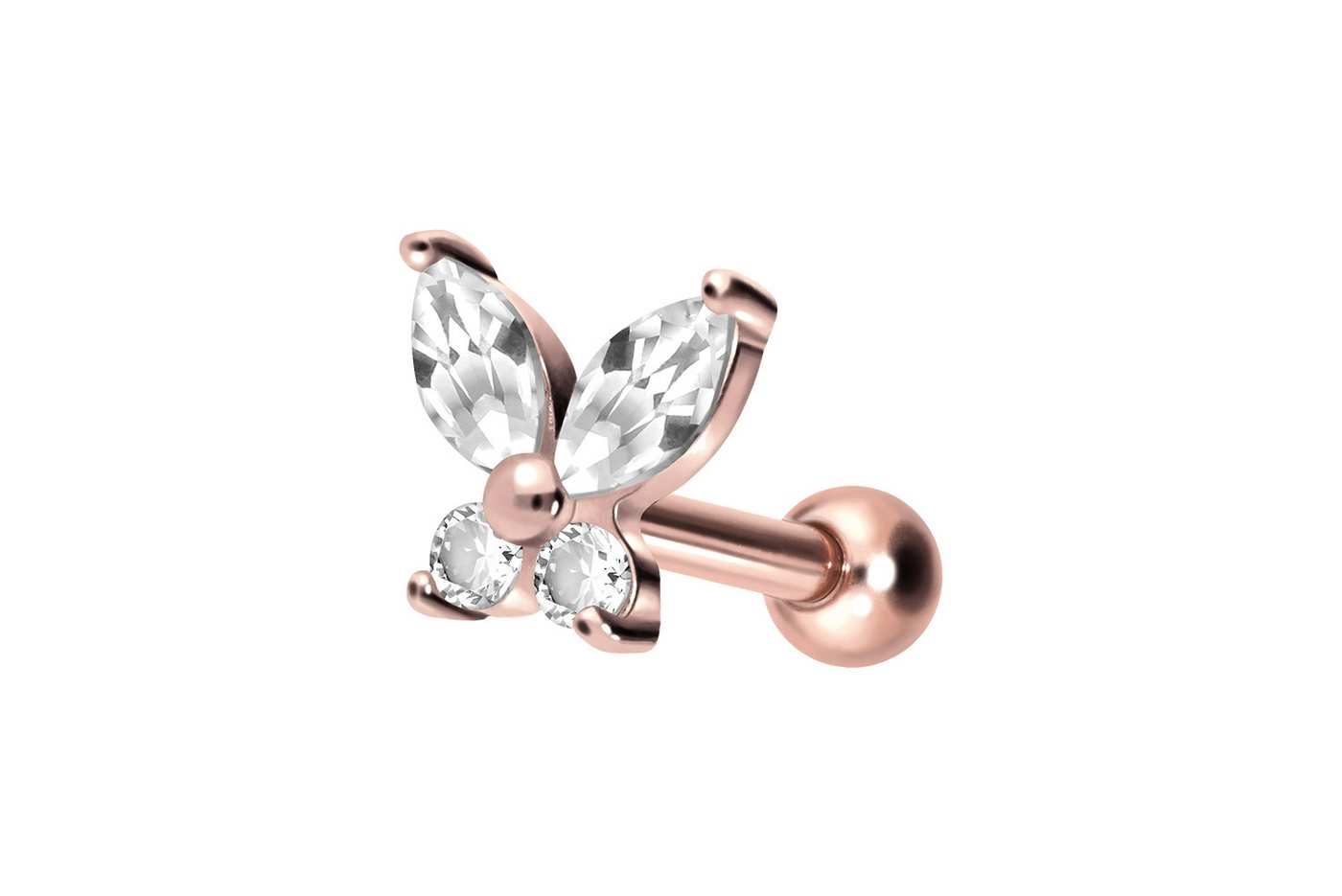 PIERCINGLINE Single-Ohrstecker Titan Ohrpiercing mit Innengewinde KRISTALLSCHMETTERLING (Mini-Barbells / 1 Stk) von PIERCINGLINE