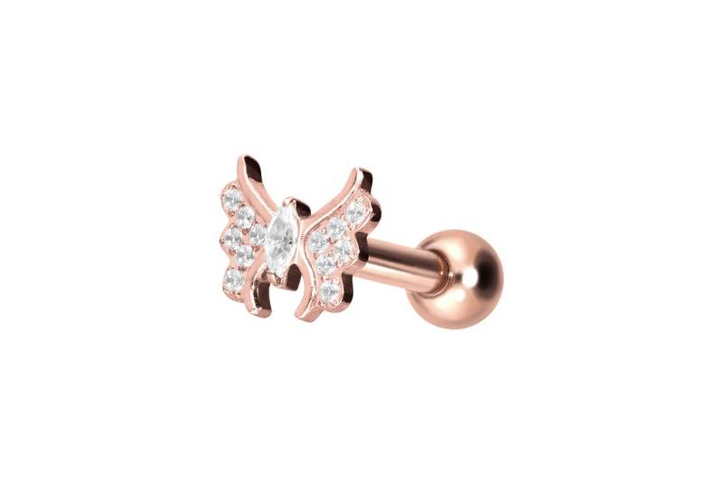 PIERCINGLINE Piercing-Set Titan Ohrpiercing mit Innengewinde KRISTALLSCHMETTERLING (Mini-Barbells / 1 Stk) von PIERCINGLINE