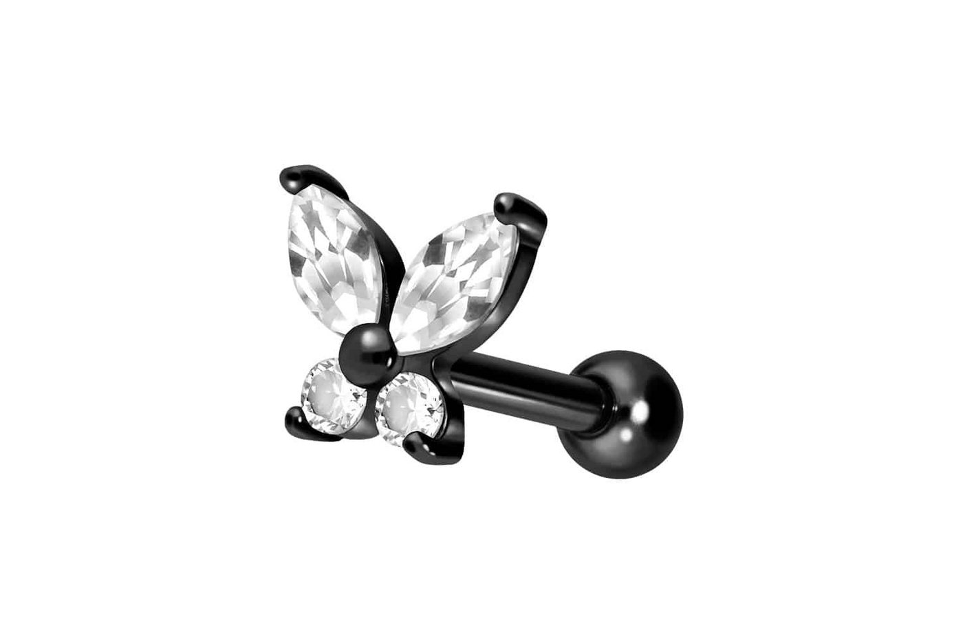 PIERCINGLINE Single-Ohrstecker Titan Ohrpiercing mit Innengewinde KRISTALLSCHMETTERLING (Mini-Barbells / 1 Stk) von PIERCINGLINE