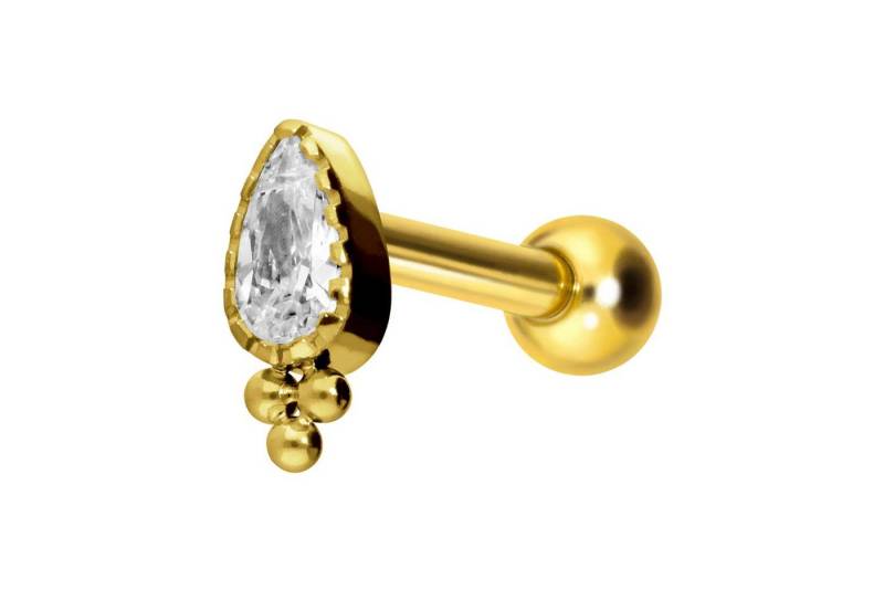 PIERCINGLINE Single-Ohrstecker Titan Ohrpiercing mit Innengewinde KRISTALLTROPFEN + KUGELN (Mini-Barbells / 1 Stk) von PIERCINGLINE