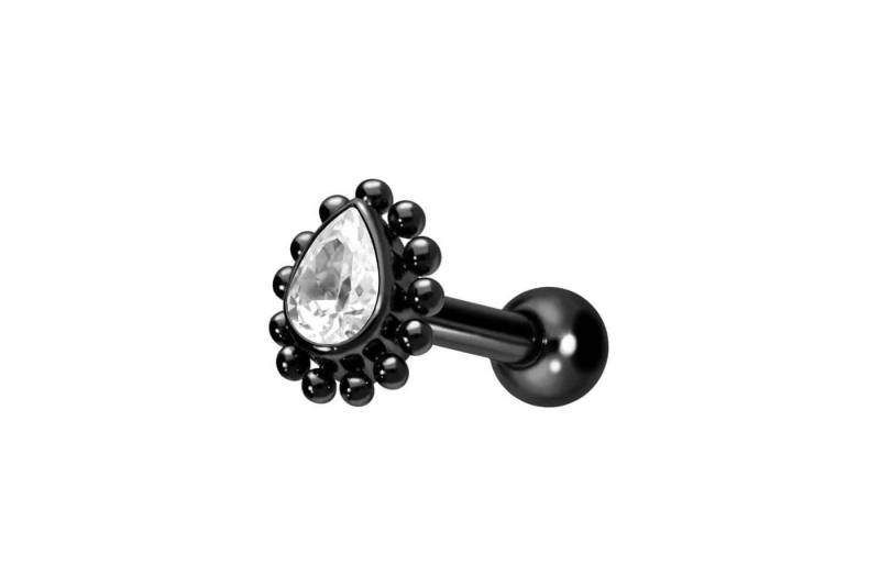 PIERCINGLINE Single-Ohrstecker Titan Ohrpiercing mit Innengewinde KRISTALLTROPFEN + KUGELN (Mini-Barbells / 1 Stk) von PIERCINGLINE