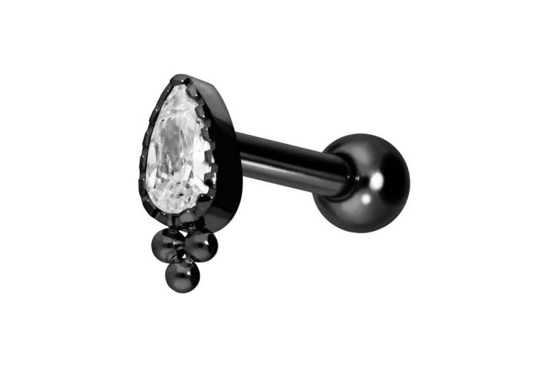 PIERCINGLINE Single-Ohrstecker Titan Ohrpiercing mit Innengewinde KRISTALLTROPFEN + KUGELN (Mini-Barbells / 1 Stk) von PIERCINGLINE