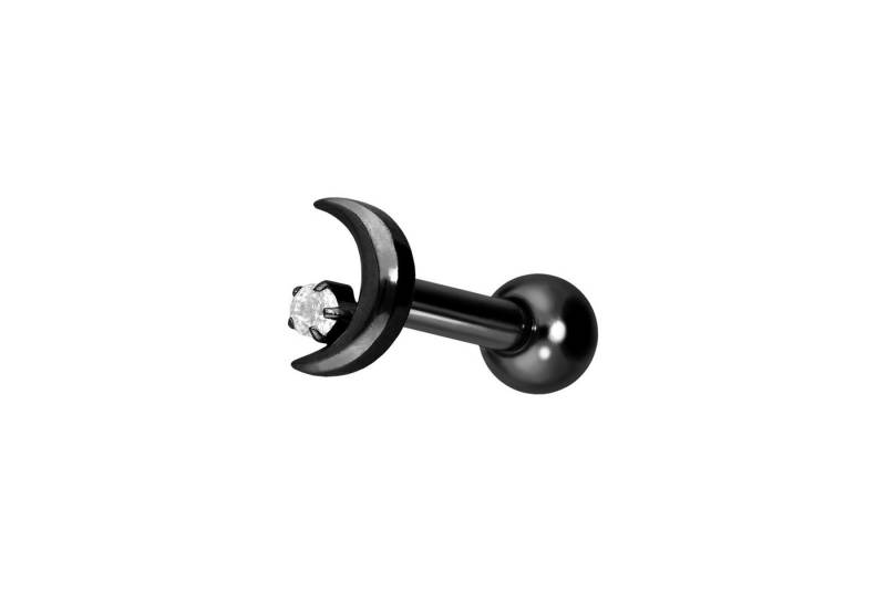 PIERCINGLINE Single-Ohrstecker Titan Ohrpiercing mit Innengewinde MOND + KRISTALL (Mini-Barbells / 1 Stk) von PIERCINGLINE