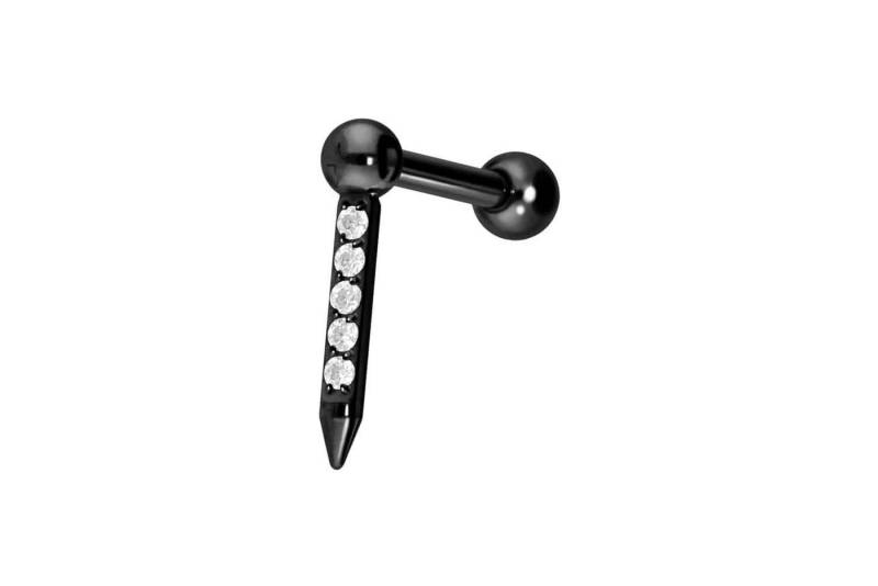 PIERCINGLINE Single-Ohrstecker Titan Ohrpiercing mit Innengewinde NAGEL + EINGEFASSTE KRISTALLE (Mini-Barbells / 1 Stk) von PIERCINGLINE