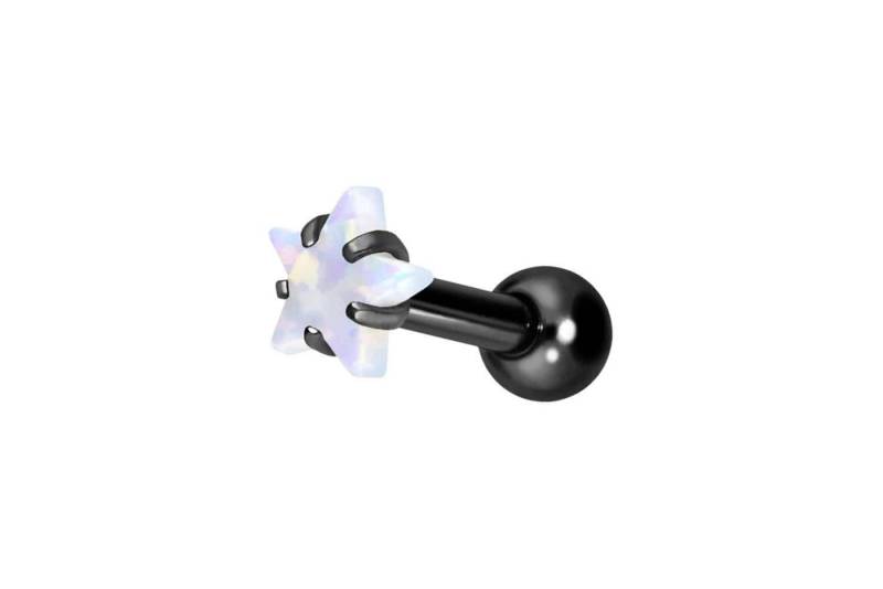 PIERCINGLINE Single-Ohrstecker (Mini-Barbells, Titan Ohrpiercing mit Innengewinde STERN + SYNTHETISCHER OPAL) von PIERCINGLINE