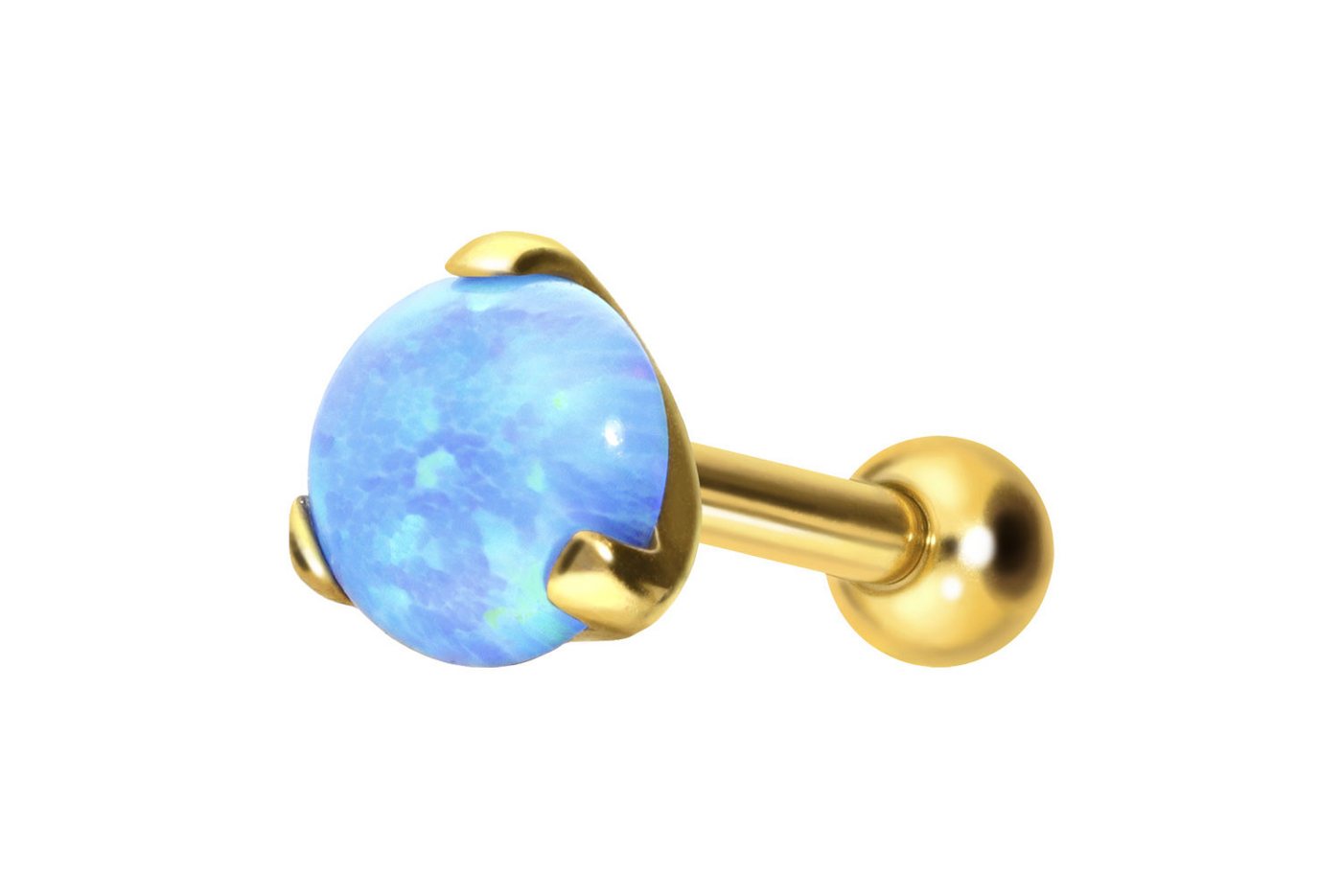 PIERCINGLINE Single-Ohrstecker Titan Ohrpiercing mit Innengewinde SYNTHETISCHER OPAL (Mini-Barbells / 1 Stk) von PIERCINGLINE