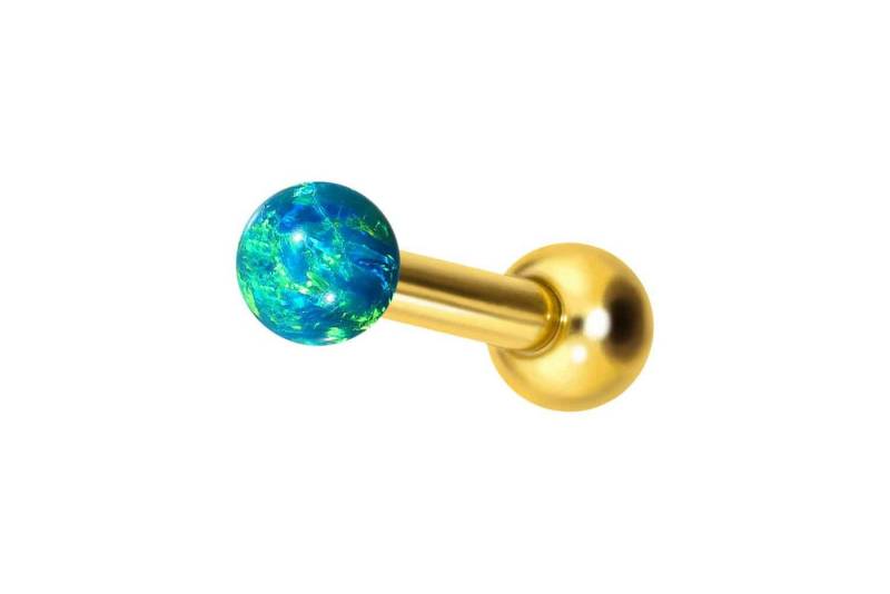 PIERCINGLINE Piercing-Set Titan Ohrpiercing mit Innengewinde SYNTHETISCHER OPAL (Mini-Barbells / 1 Stk) von PIERCINGLINE