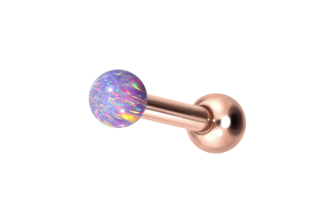 PIERCINGLINE Single-Ohrstecker Titan Ohrpiercing mit Innengewinde SYNTHETISCHER OPAL (Mini-Barbells / 1 Stk) von PIERCINGLINE
