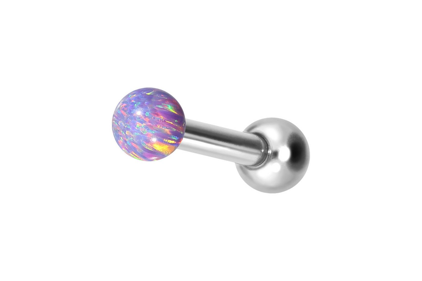 PIERCINGLINE Single-Ohrstecker Titan Ohrpiercing mit Innengewinde SYNTHETISCHER OPAL (Mini-Barbells / 1 Stk) von PIERCINGLINE