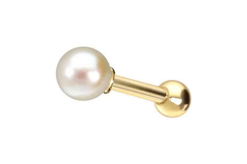PIERCINGLINE Piercing-Set 14/18 Karat Gold Ohrpiercing ECHTE FRISCHWASSERPERLE (Mini-Barbells, 1-tlg) von PIERCINGLINE