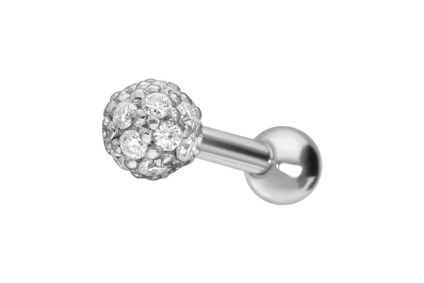 PIERCINGLINE Piercing-Set 14/18 Karat Gold Ohrpiercing MOISSANIT-KUGEL (Mini-Barbells, 1-tlg) von PIERCINGLINE