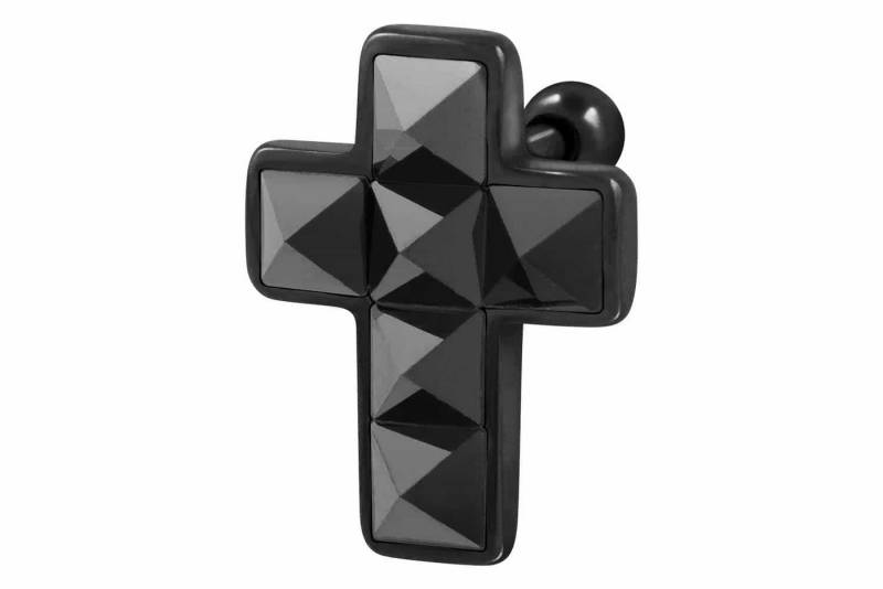 PIERCINGLINE Single-Ohrstecker Chirurgenstahl Ohrpiercing KREUZ + 6 KRISTALLE (Mini-Barbells / 1 Stk) von PIERCINGLINE