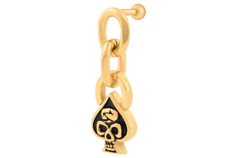 PIERCINGLINE Single-Ohrstecker Chirurgenstahl Ohrpiercing PIK + TOTENKOPF (Mini-Barbells / 1 Stk) von PIERCINGLINE