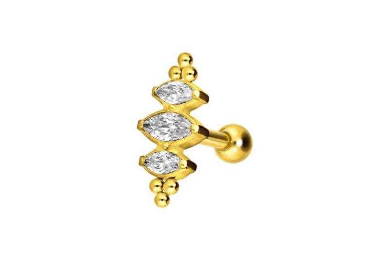 PIERCINGLINE Single-Ohrstecker Titan Ohrpiercing mit Innengewinde 3 EINGEFASSTE KRISTALLTROPFEN + (Mini-Barbells / 1 Stk) von PIERCINGLINE