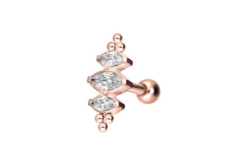PIERCINGLINE Single-Ohrstecker Titan Ohrpiercing mit Innengewinde 3 EINGEFASSTE KRISTALLTROPFEN + (Mini-Barbells / 1 Stk) von PIERCINGLINE